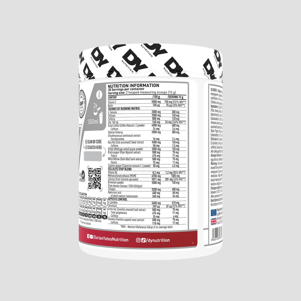 Slender - Arzător de grăsimi și celulită, DY Nutrition, 450g, pudra, 30 de serviri