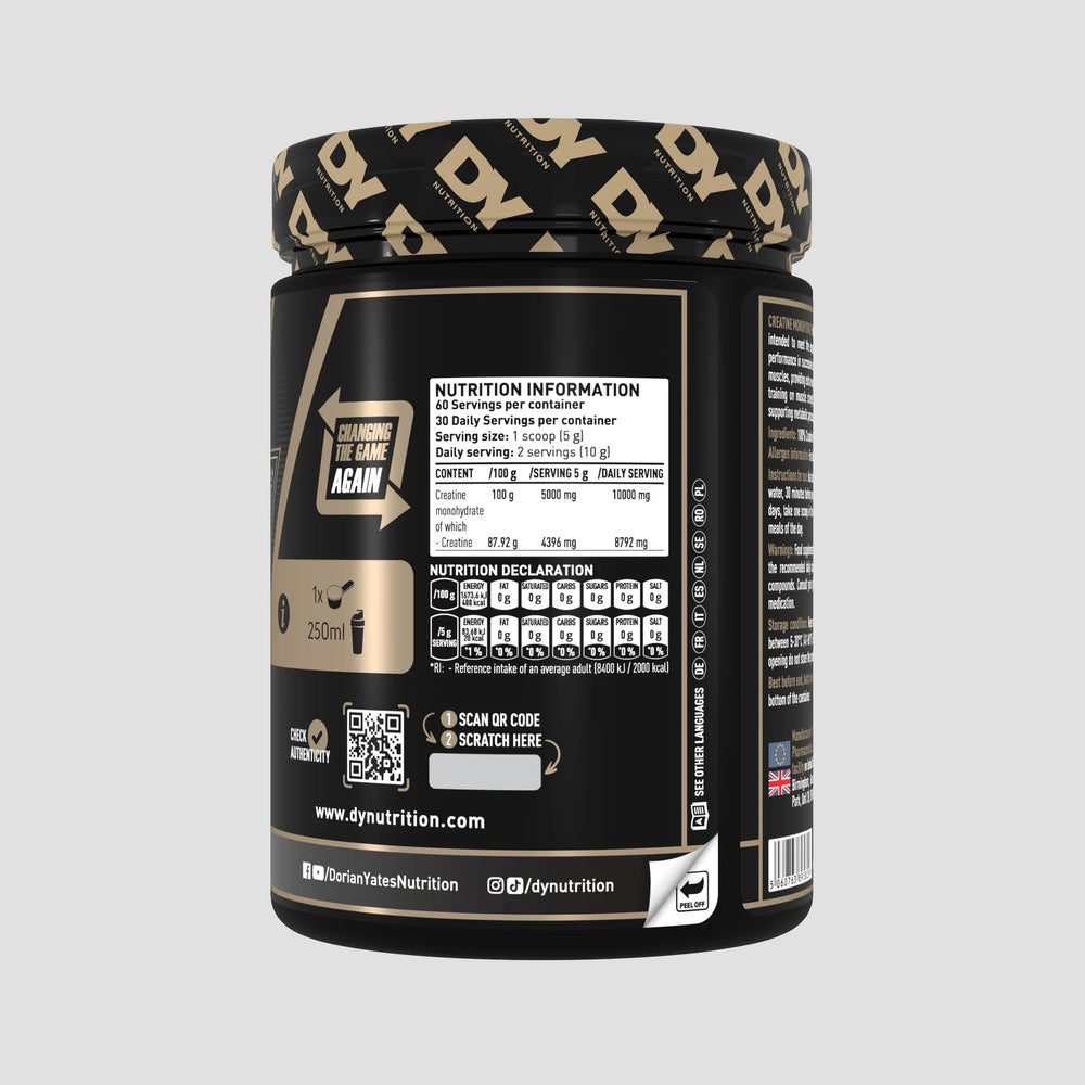 Creatină monohidrată fără aroma, DY Nutrition, 300g, pudra, 30 de serviri