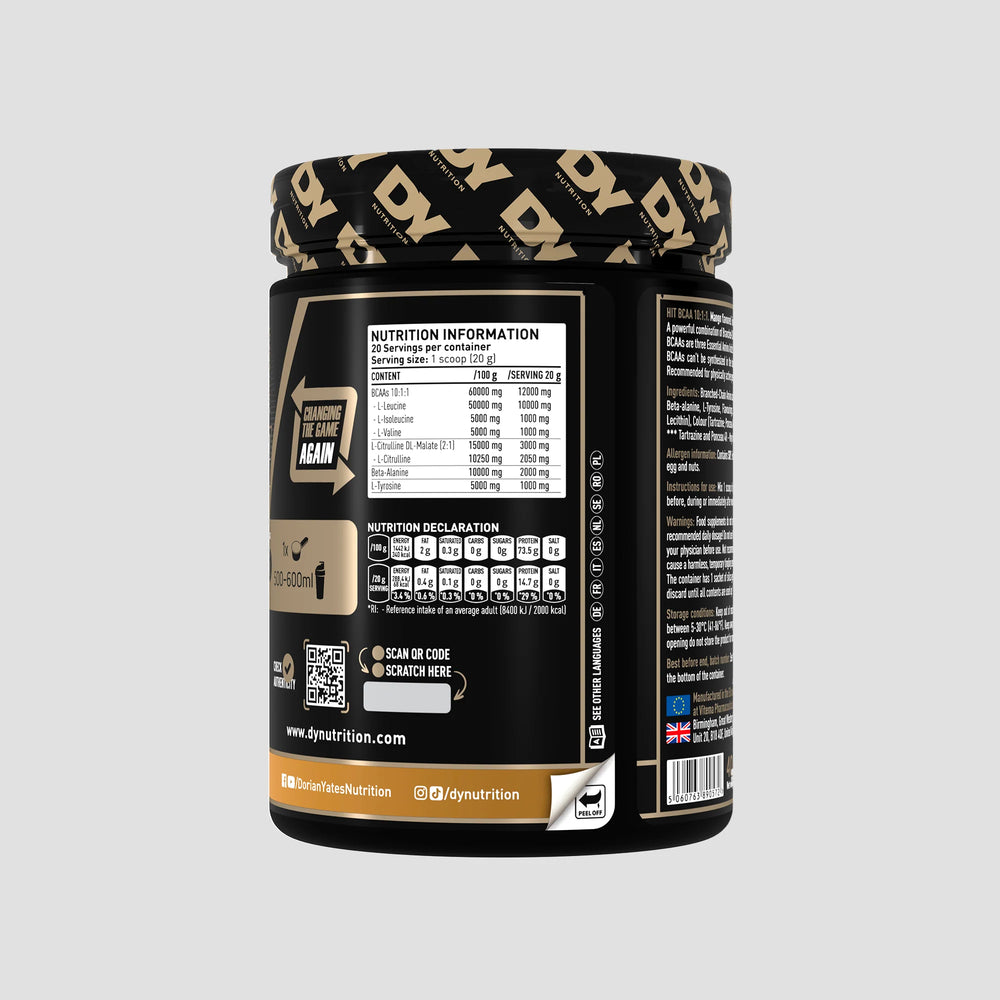 HIT BCAA 10:1:1 400g, DY Nutrition, 20 de serviri