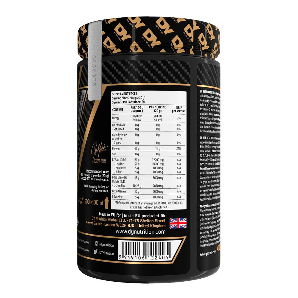 HIT BCAA 10:1:1 400g, DY Nutrition, 20 de serviri