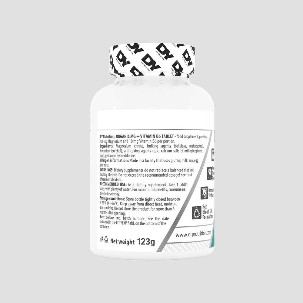 Magneziu Organic + Vitamina B6, DY Nutrition - 90 de tablete, 90 de serviri