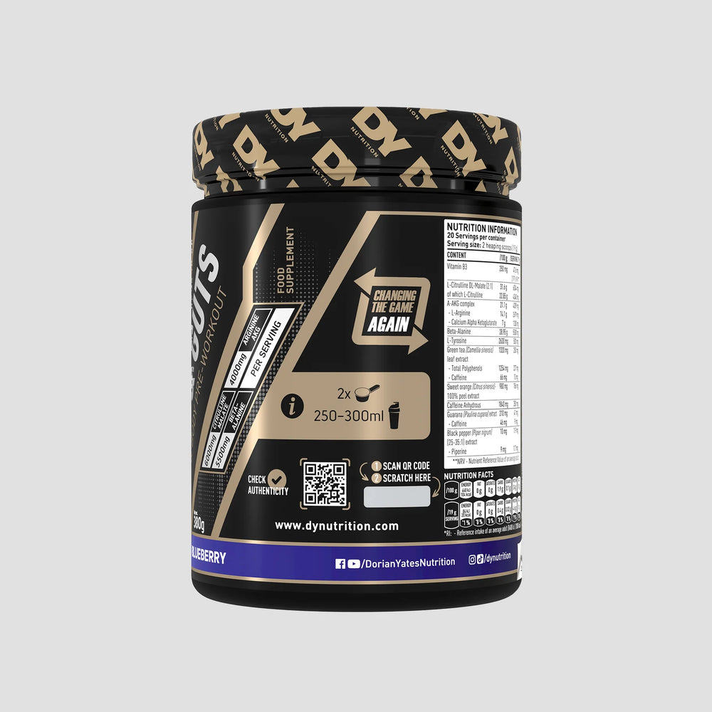 Pre-workout Blood & Guts, DY Nutrition, 380g, pudra, 20 de serviri
