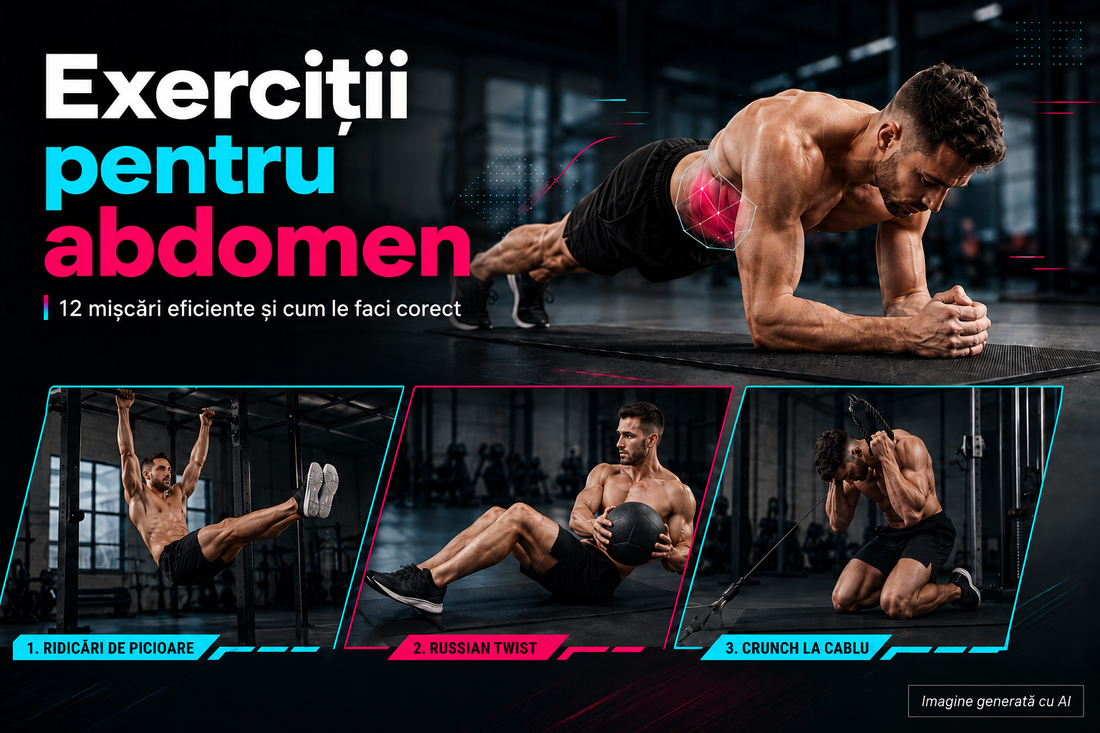 Exerciții pentru abdomen: 12 mișcări eficiente și cum le faci corect