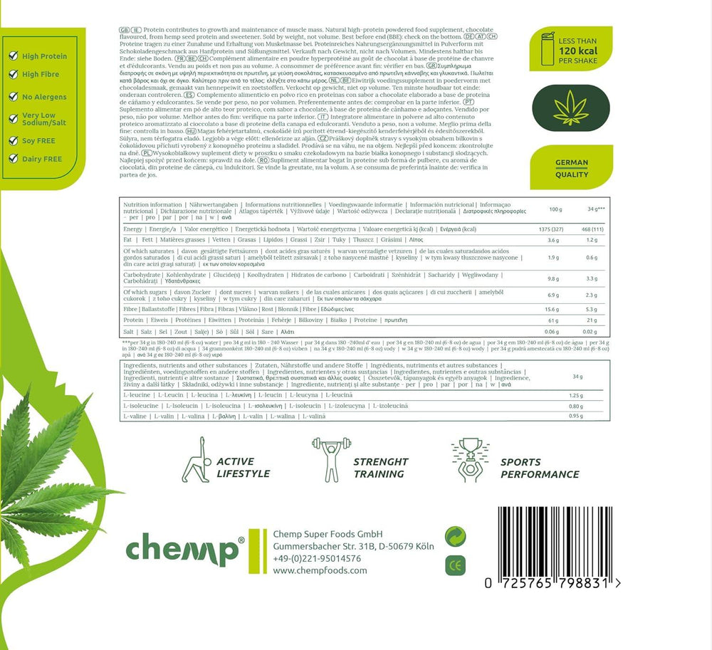 Pure Hemp Protein, Chemp®, 1020g | Proteina vegana