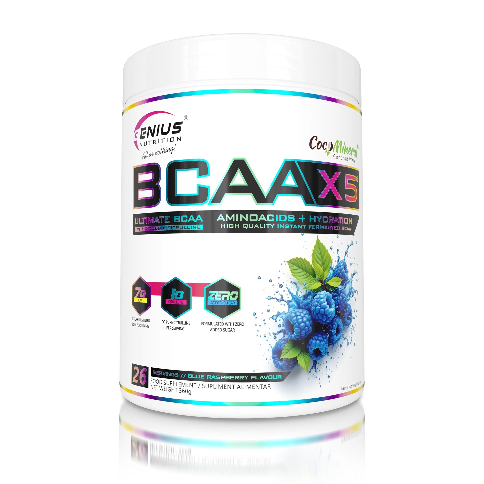 BCAA-X5, Genius Nutrition, 360g | Complex aminoacizi fermentati