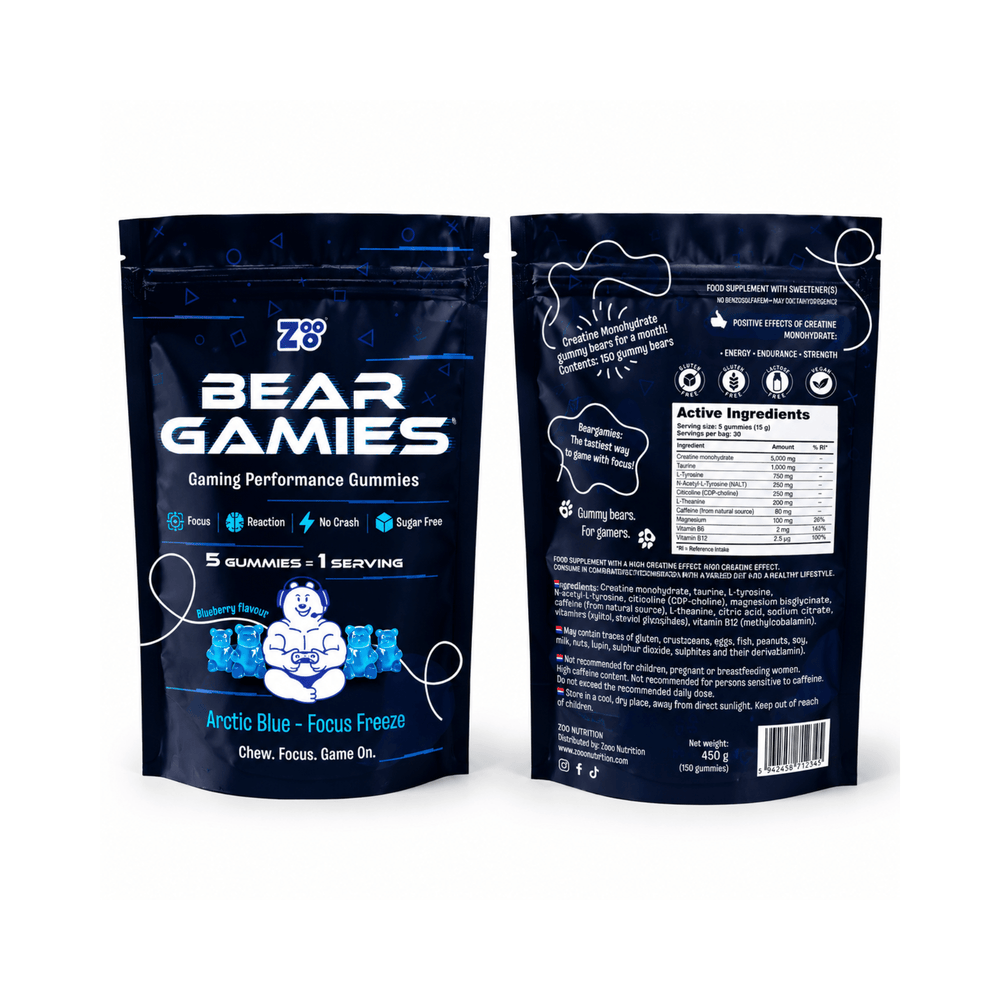 BearGamies® GamerMode, Zooo Nutrition,  150 de ursuleti | Jeleuri cu creatina monohidrat