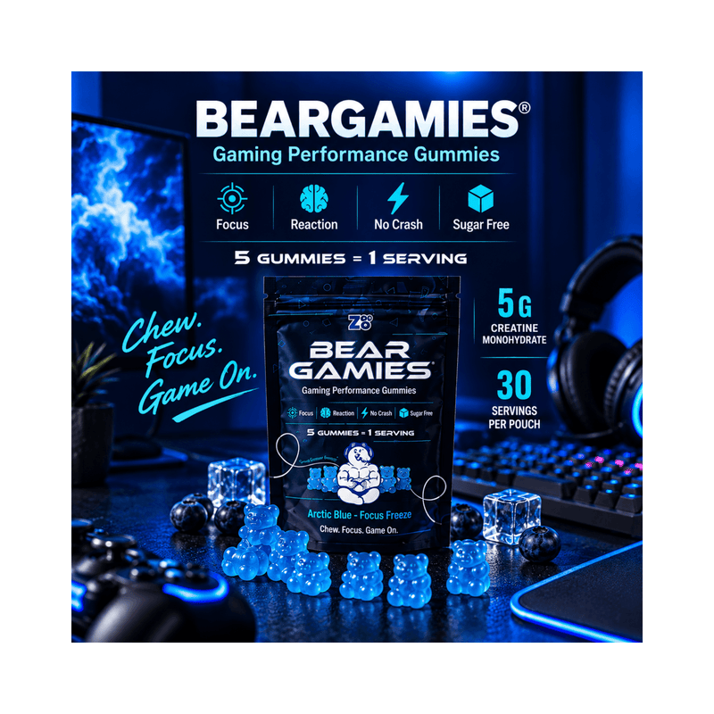 BearGamies® GamerMode, Zooo Nutrition,  150 de ursuleti | Jeleuri cu creatina monohidrat