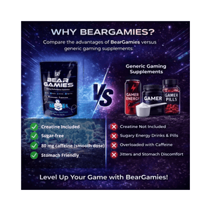 BearGamies® GamerMode, Zooo Nutrition,  150 de ursuleti | Jeleuri cu creatina monohidrat