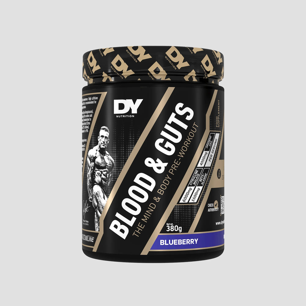 Blood & Guts Pre-workout, DY Nutrition, 380g | Blend cu citrulina, beta-alanina, arginina si cofeina