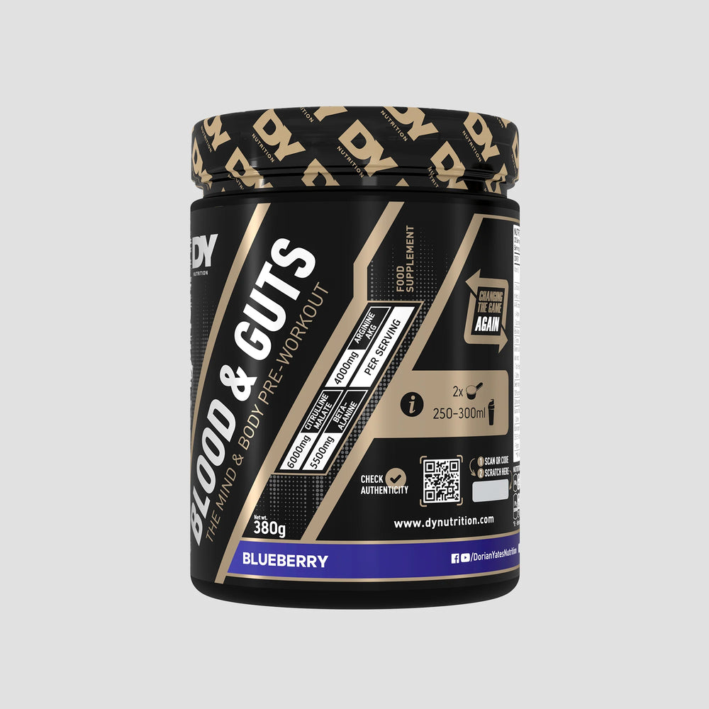 Blood & Guts Pre-workout, DY Nutrition, 380g | Blend cu citrulina, beta-alanina, arginina si cofeina