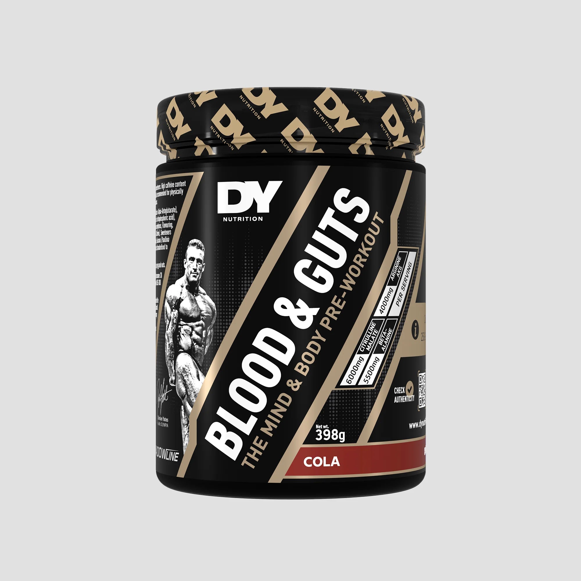 Blood & Guts Pre-workout, DY Nutrition, 380g | Blend cu citrulina, beta-alanina, arginina si cofeina