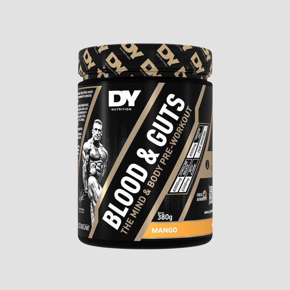 Blood & Guts Pre-workout, DY Nutrition, 380g | Blend cu citrulina, beta-alanina, arginina si cofeina