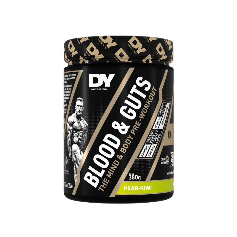 Blood & Guts Pre-workout, DY Nutrition, 380g | Blend cu citrulina, beta-alanina, arginina si cofeina