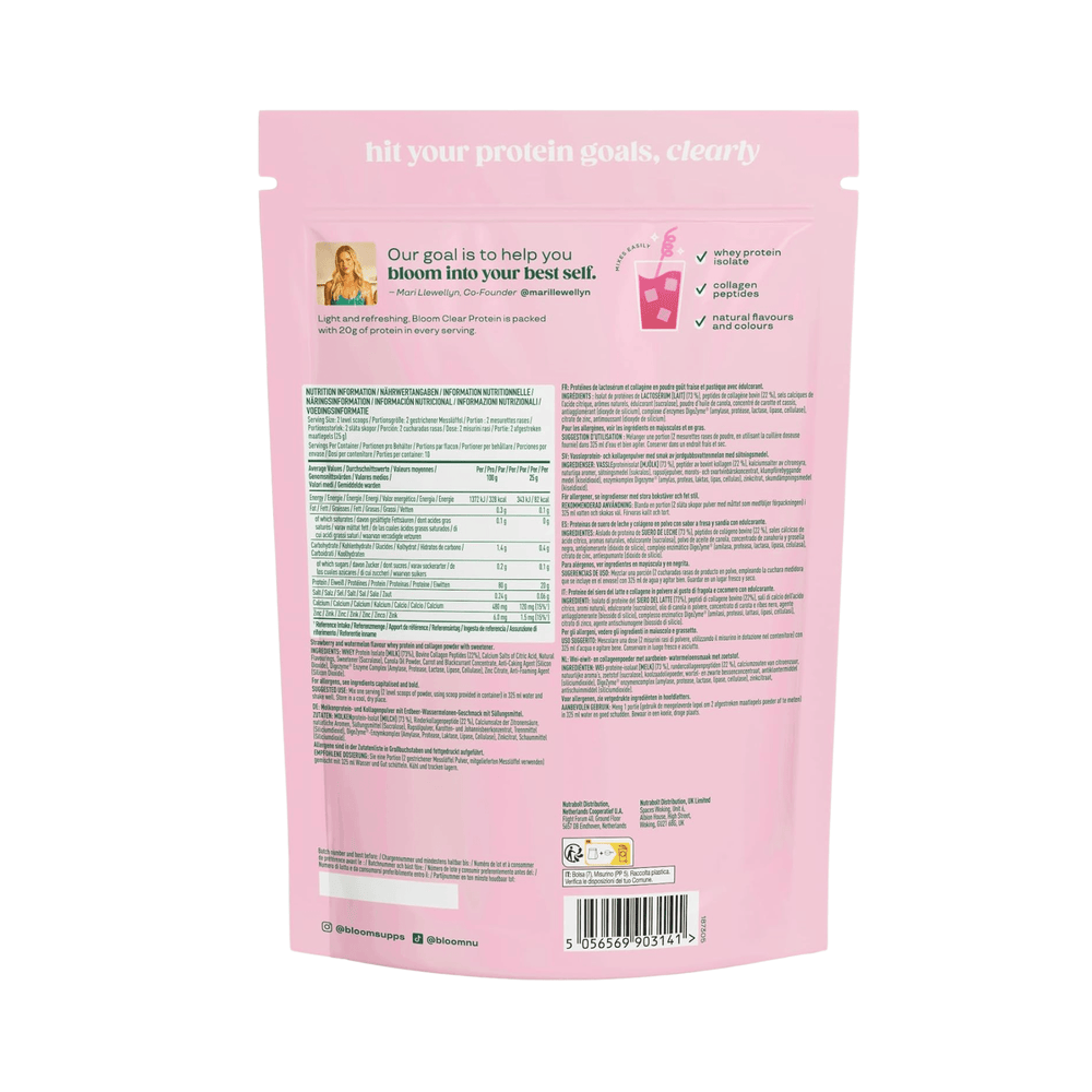 Clear Whey Protein, Bloom, 250g | Izolat proteic din zer și peptide de colagen bovin