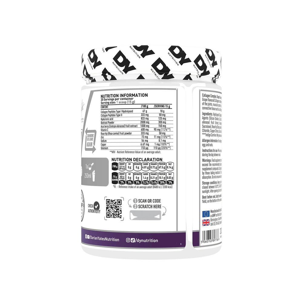 Collagen Complex, DY Nutrition, 300g | Complex de Colagen cu Vitamina C si Acid Hialuronic