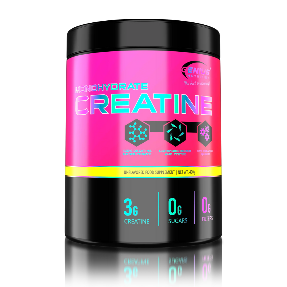 Creatine Monohydrate, Genius Nutrition, pudra, 400g/133 serviri, fără aroma