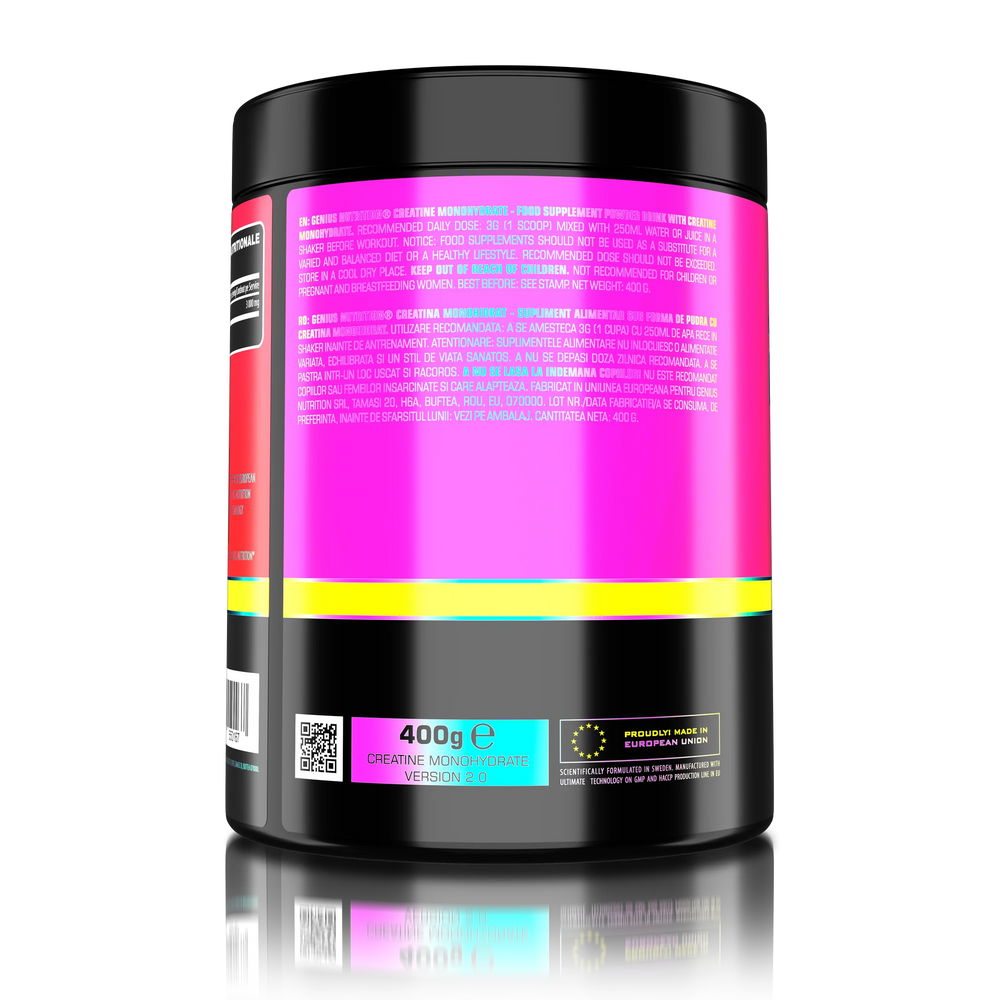 Creatine Monohydrate, Genius Nutrition, pudra, 400g/133 serviri, fără aroma