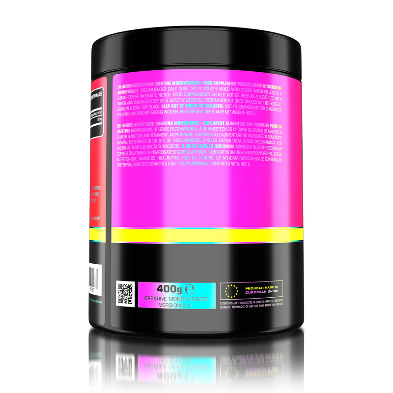 Creatine Monohydrate, Genius Nutrition, pudra, 400g/133 serviri, fără aroma