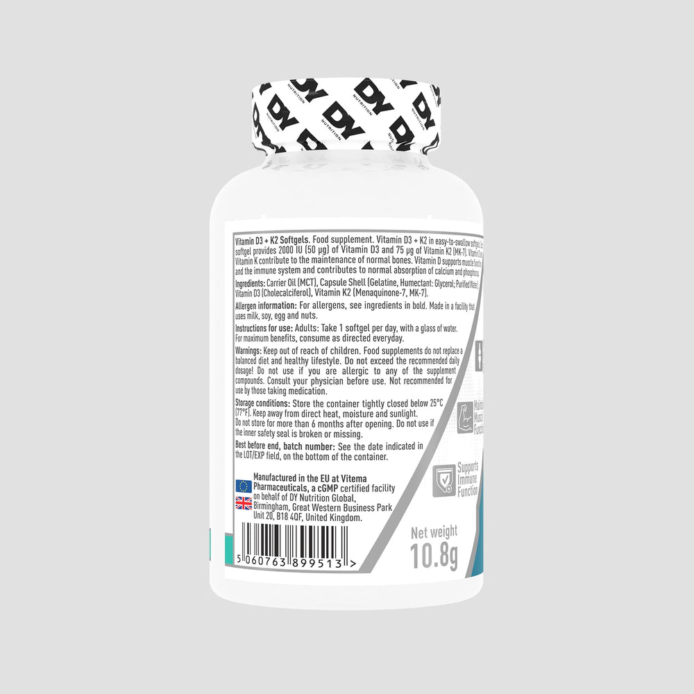 Vitamina D3+K2, DY Nutrition, 60 capsule moi | Supliment alimentar pentru sanatate