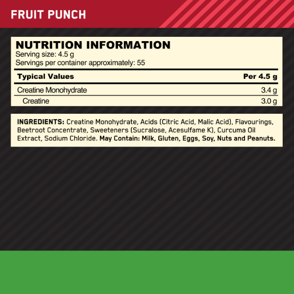 Flavoured Micronised Creatine Powder, Optimum Nutrition, 247.5g | Creatina monohidrat micronizata cu aroma