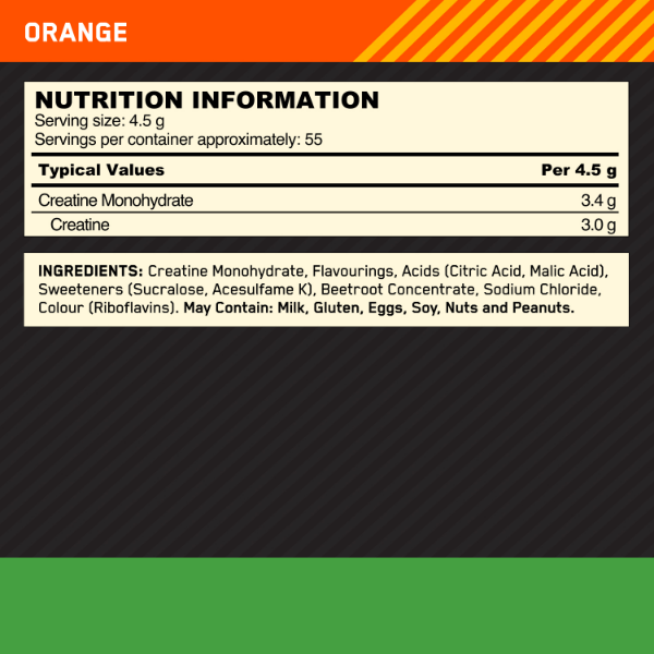 Flavoured Micronised Creatine Powder, Optimum Nutrition, 247.5g | Creatina monohidrat micronizata cu aroma