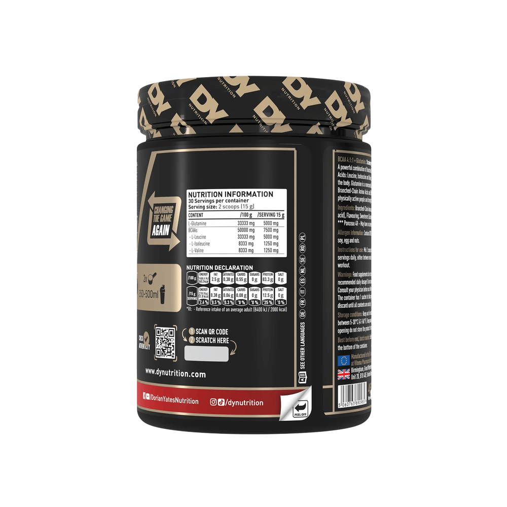 HIT BCAA 4:1:1 + Glutamină, DY Nutrition, 450g | Aminoacizi pentru creștere musculara si recuperare