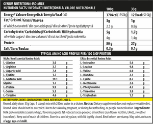 ISO-MILK 2000g/61 serviri, Genius Nutrition, pudra, 100% izolat proteic din lapte
