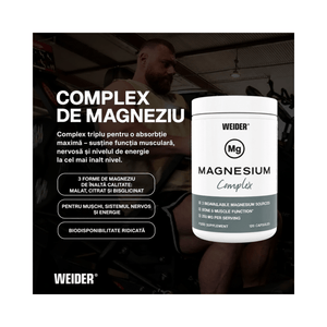 Magnesium Complex, Weider, 120 capsule | Complex cu 3 surse de magneziu