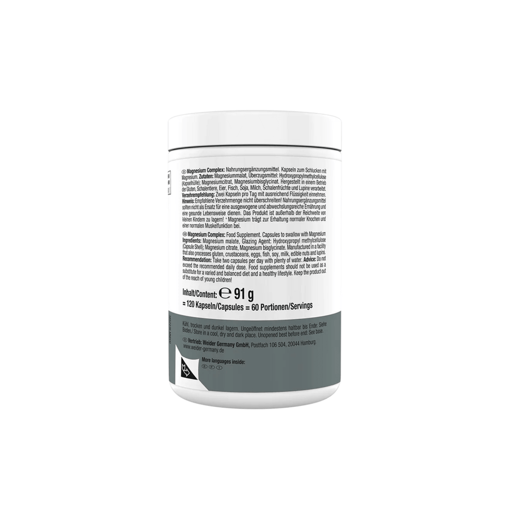 Magnesium Complex, Weider, 120 capsule | Complex cu 3 surse de magneziu