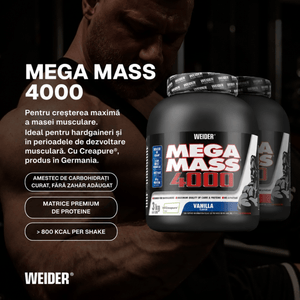 Mega Mass 4000, Weider, 3kg | Gainer pentru crestere masa musculara