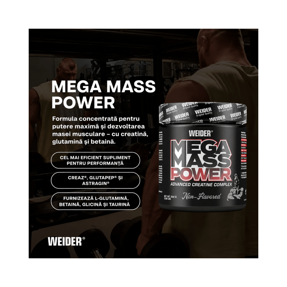 Mega Mass POWER, Weider, 300g | Complex creatina anhidra