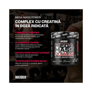 Mega Mass POWER, Weider, 300g | Complex creatina anhidra