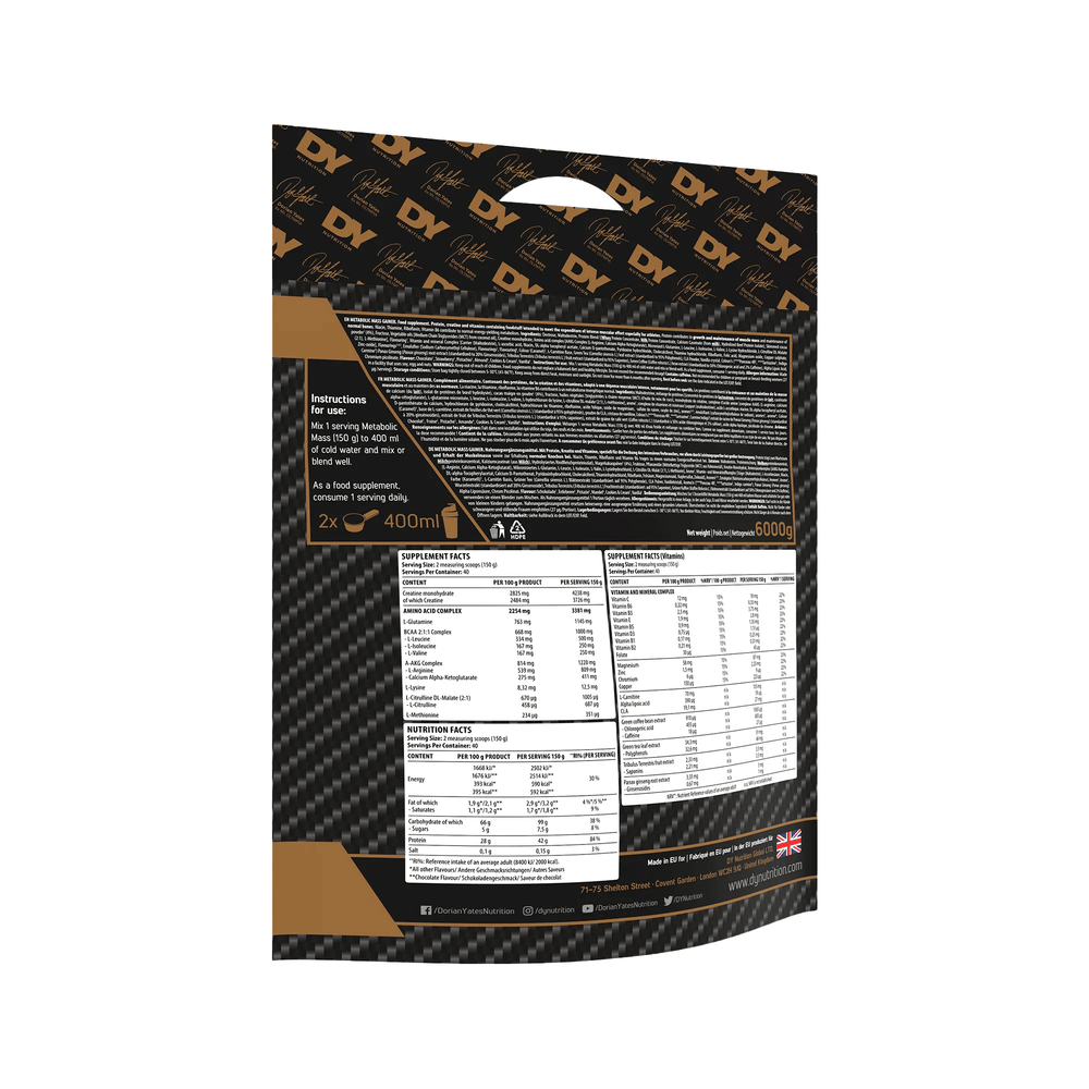 Metabolic Mass Gainer, DY Nutrition, 6 kg | Gainer pentru crestere masa musculara