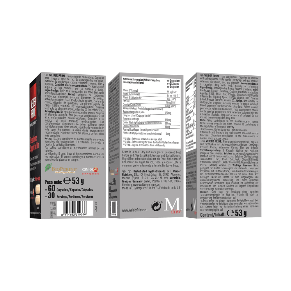 Prime Testosterone Support, Weider, 60 capsule | Supliment alimentar