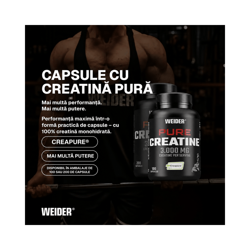 Pure Creatine, Weider, capsule | Creatina monohidrat Creapure