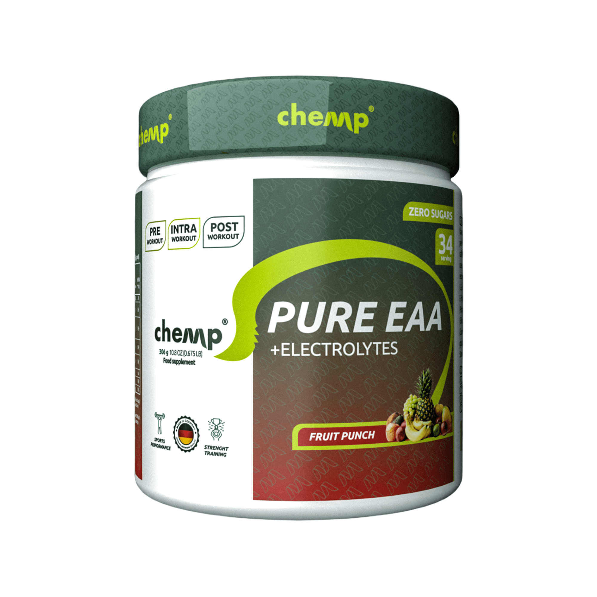 Pure EAA+ Electrolytes, Chemp®, 306g | Aminoacizi EAA și Electroliți
