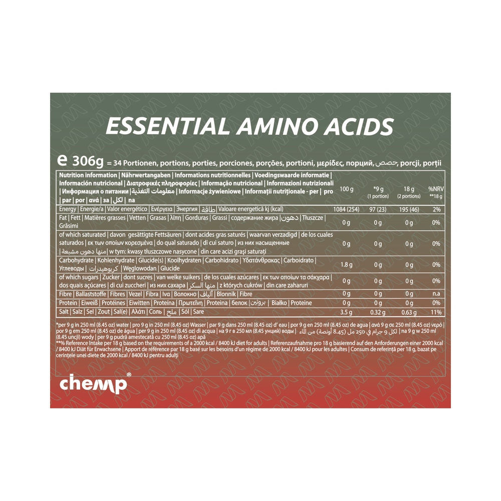 Pure EAA+ Electrolytes, Chemp®, 306g | Aminoacizi EAA și Electroliți