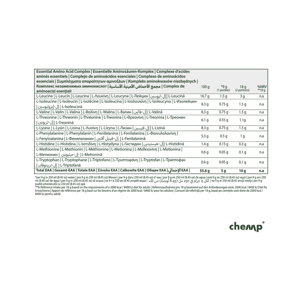 Pure EAA+ Electrolytes, Chemp®, 306g | Aminoacizi EAA și Electroliți