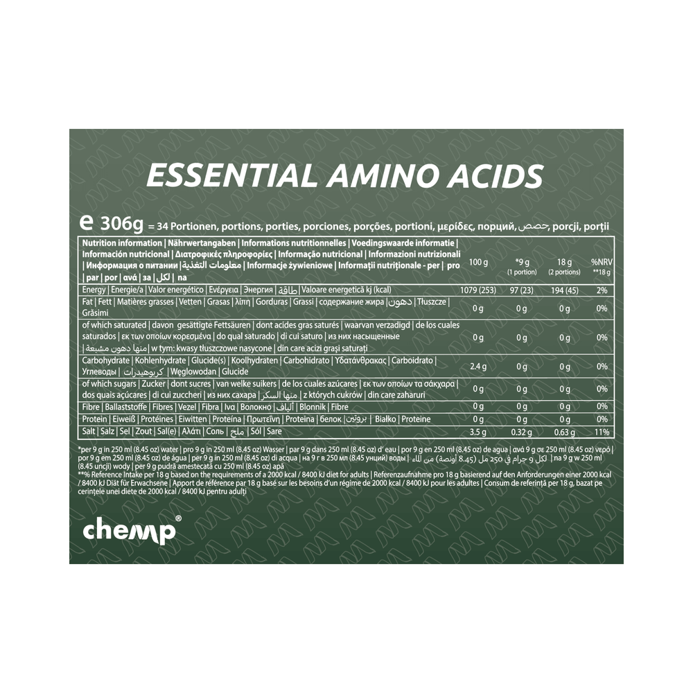 Pure EAA+ Electrolytes, Chemp®, 306g | Aminoacizi EAA și Electroliți