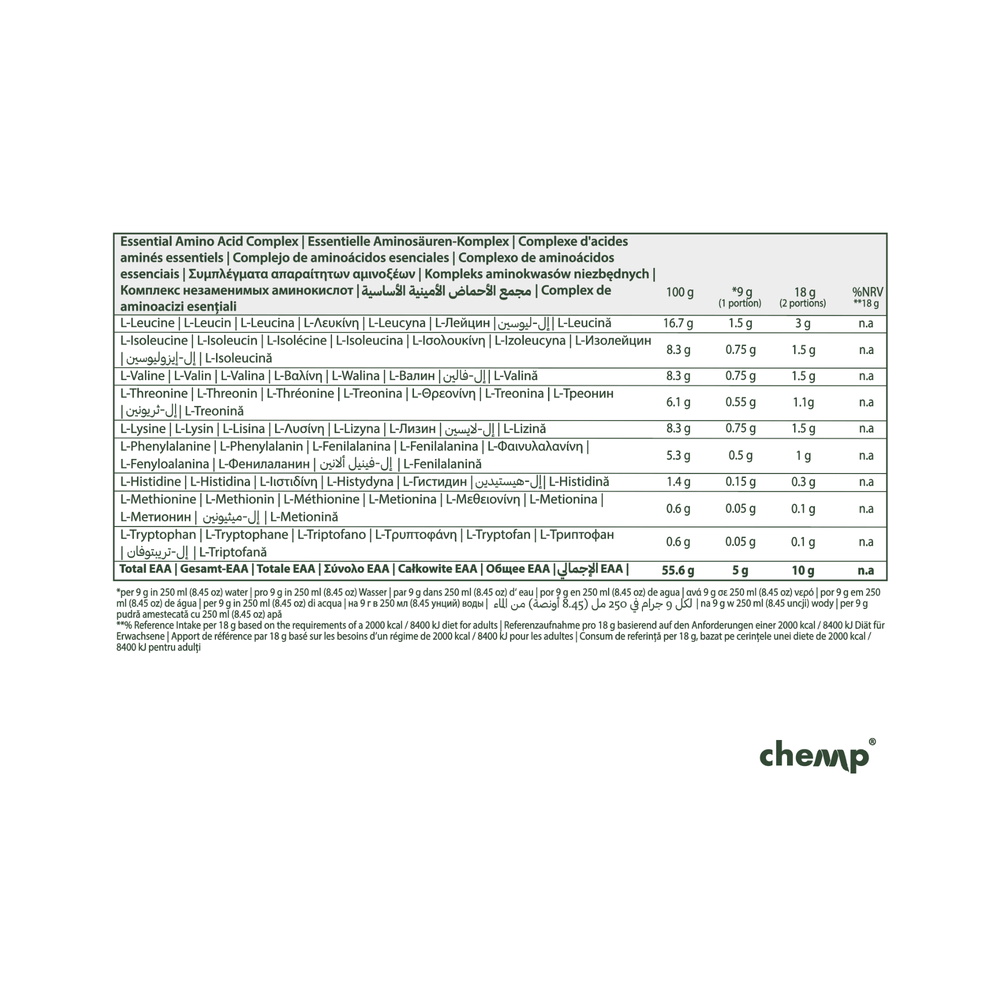 Pure EAA+ Electrolytes, Chemp®, 306g | Aminoacizi EAA și Electroliți