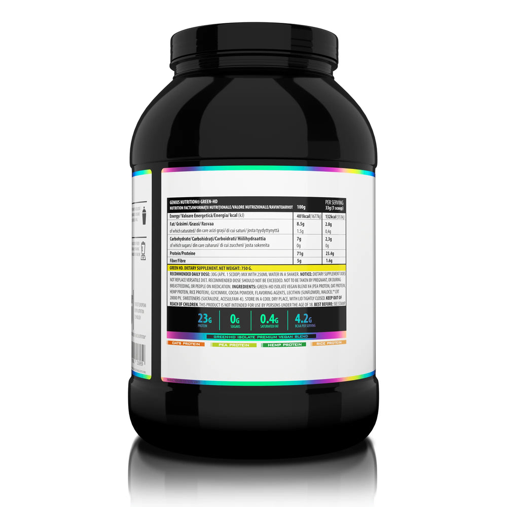 VEGAN PROTEIN GREEN-HD 750g/25 serviri, Genius Nutrition, Pudra proteica vegetala