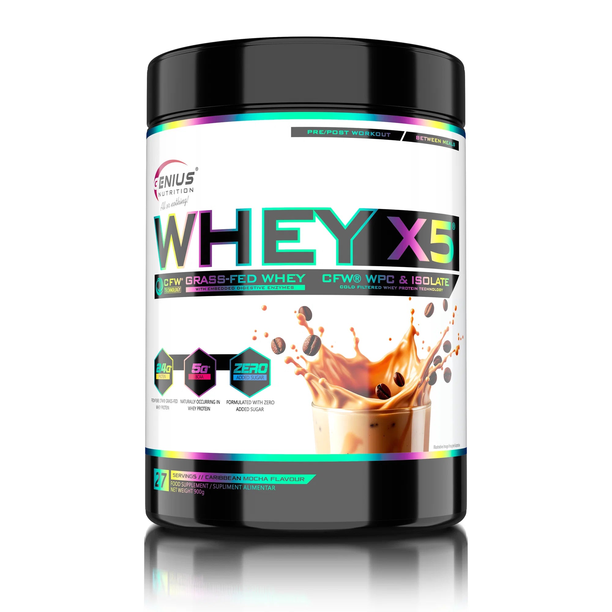 WHEY-X5, Genius Nutrition | Blend proteic din zer concentrat si izolat