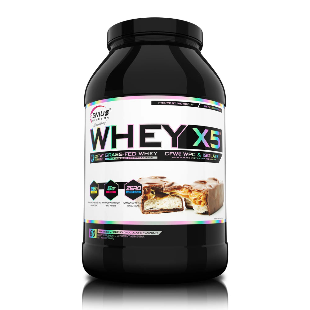 WHEY-X5®, Genius Nutrition, pudra, 2000g/60 serviri, Blend proteic din zer concentrat si izolat