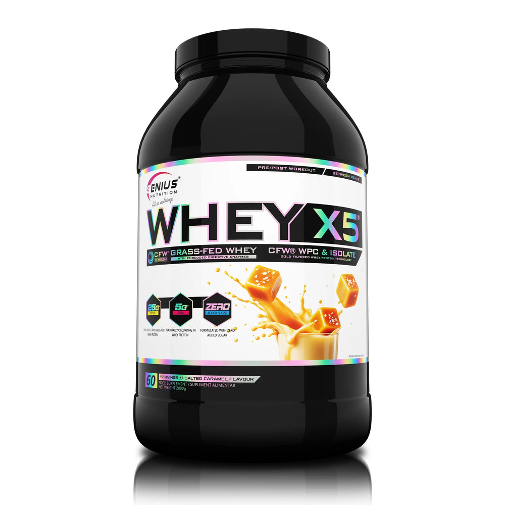 WHEY-X5®, Genius Nutrition, pudra, 2000g/60 serviri, Blend proteic din zer concentrat si izolat