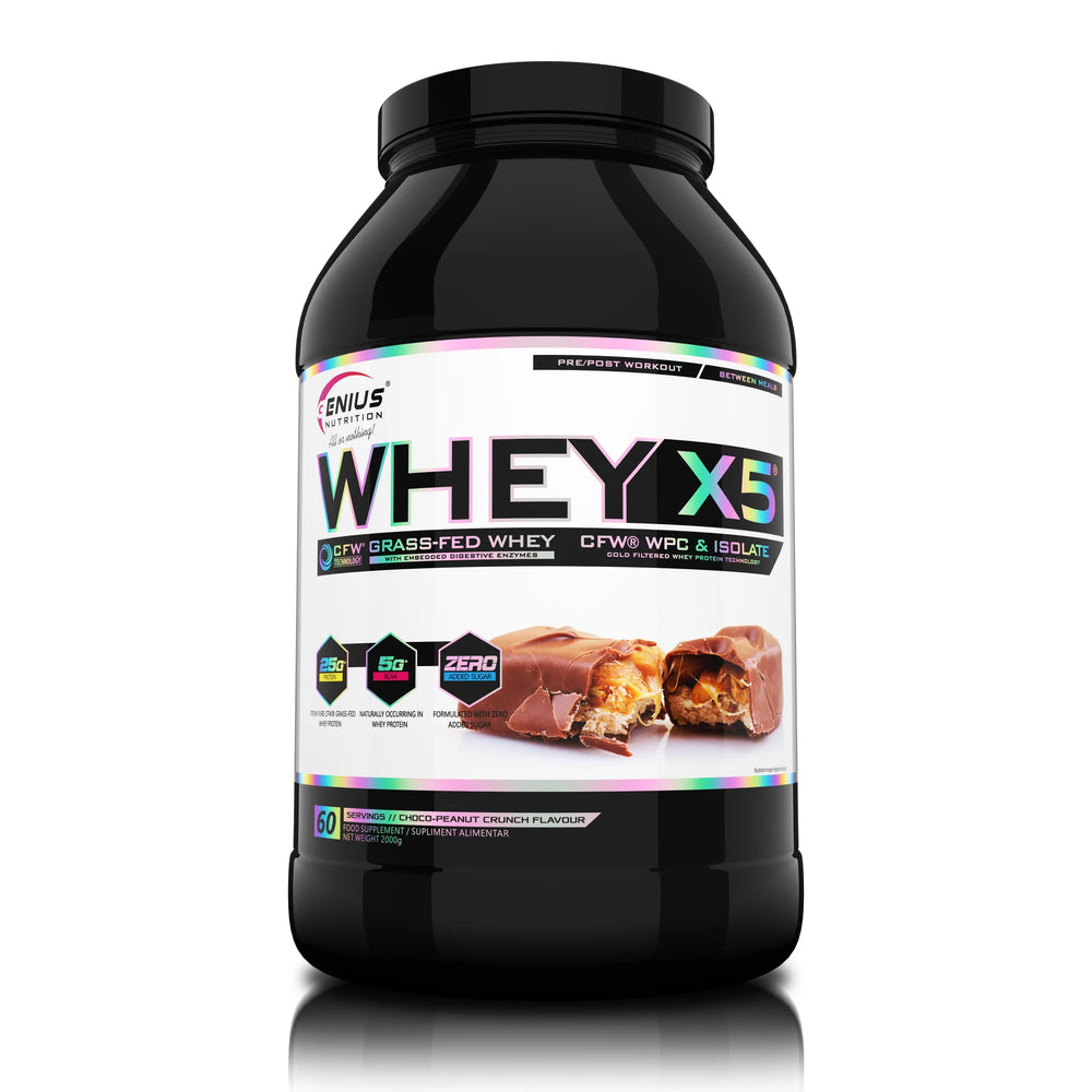 WHEY-X5®, Genius Nutrition, pudra, 2000g/60 serviri, Blend proteic din zer concentrat si izolat