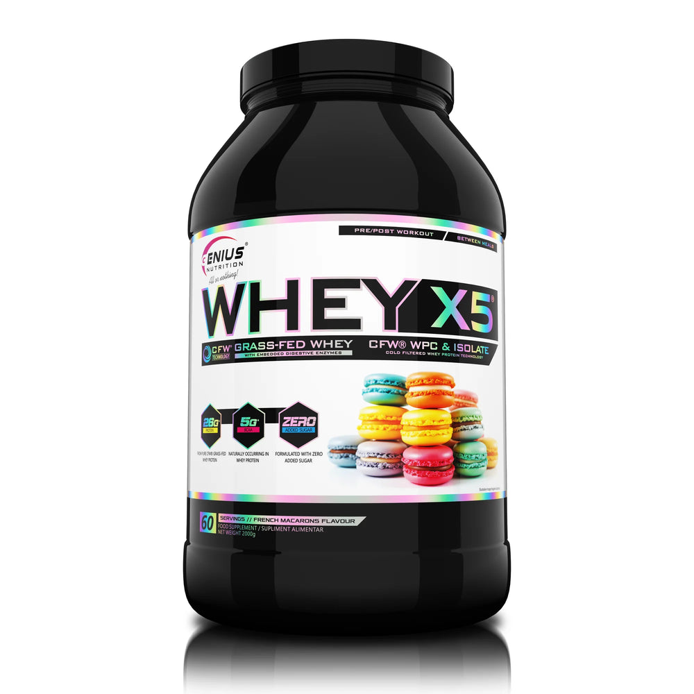 WHEY-X5®, Genius Nutrition, pudra, 2000g/60 serviri, Blend proteic din zer concentrat si izolat