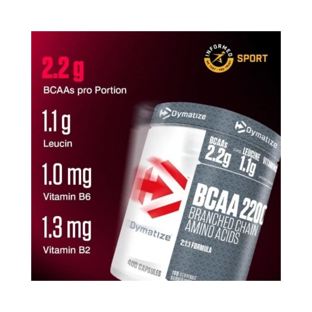 BCAA Complex 2200, Dymatize, 400 capsule | Aminoacizi 2:1:1 de L-Leucina, L-Izoleucina si L-Valina